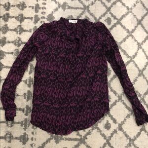 Velvet by Graham & Spencer Red and Black Long Sleeve Buttoned Blouse